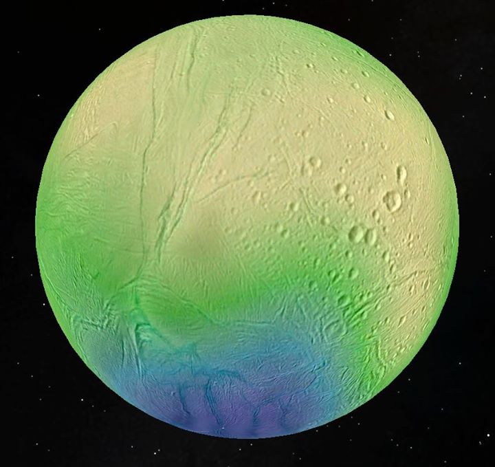 This picture of Enceladus has been created using data taken by Cassini’s high-re…