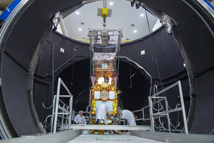 Here Sentinel-2B is being prepared for testing in the Large Space Simulator at E…