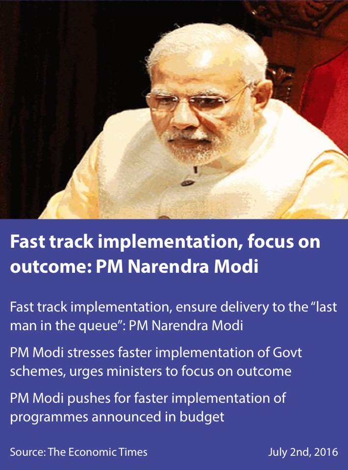 #TransformingIndia  Fast track implementation, focus on outcome…