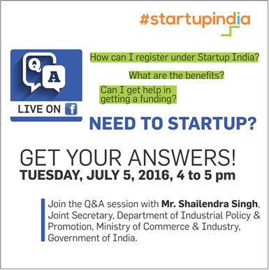 Curious about #StartupIndia? FB live chat tomorrow with Mr. Sh…