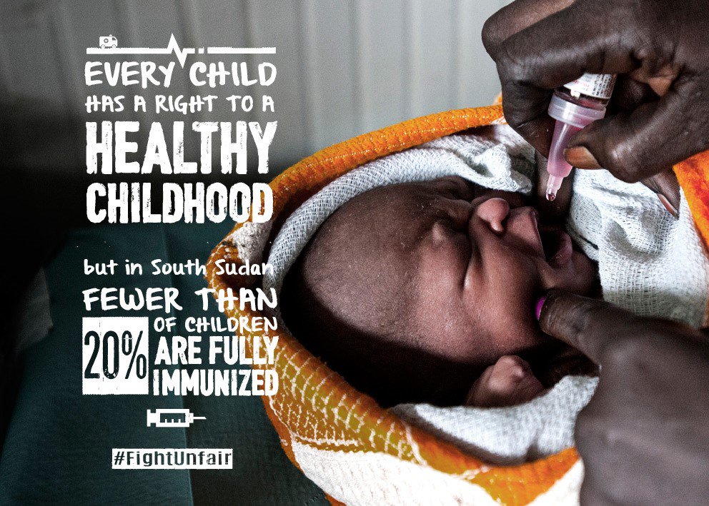 In #SouthSudan, fewer than 20% of children under 1 are fully immunized. #FightUn…