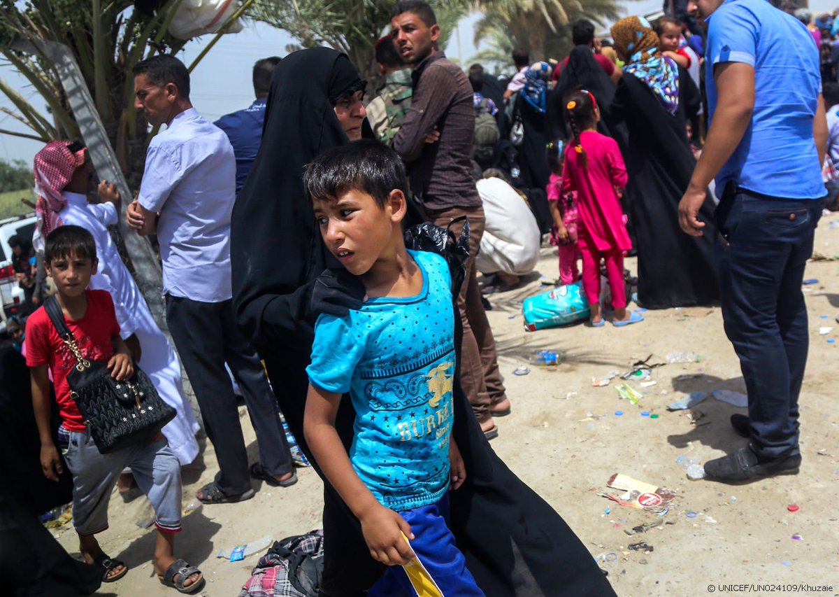 Children & families displaced by violence in Fallujah at a camp in #Iraq’s A…