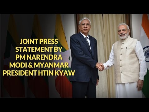 PM Modi in joint press statement with President of Myanmar, Mr. Htin Kyaw