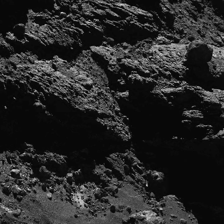 Rosetta Mission view of Comet  #67P on 12 August from a distance of 8.9 km, scal…