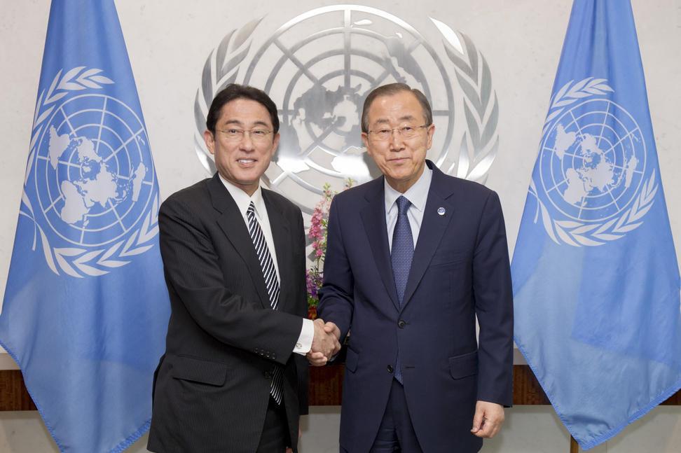Ban Ki-moon expresses apprecation to FM Kishida for Japan’s contributions to @UN…
