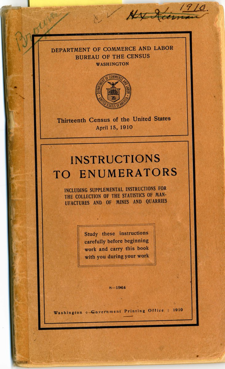 This manual guided enumerators through the 32 questions asked in the 1910 Census…