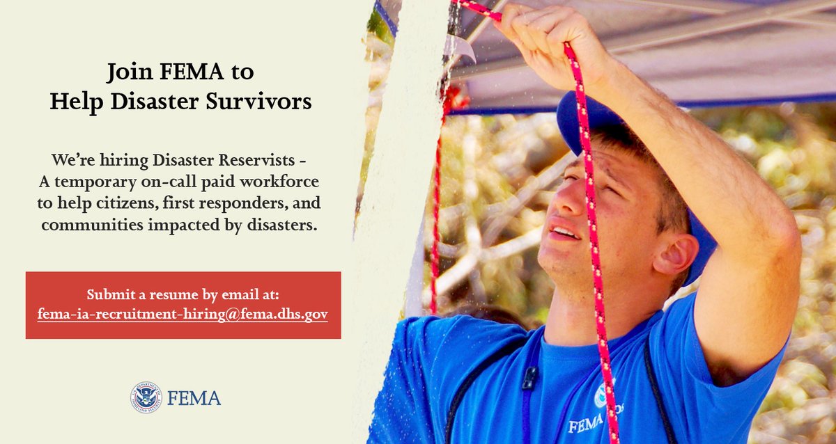 RT @fema: “FEMA deployment brings a new adventure to my life.” Send a resume to …