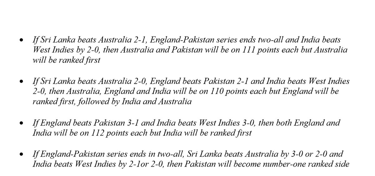 .@CricketAus, @BCCI, @therealPCB and @ECB_cricket in with a chance to finish the…