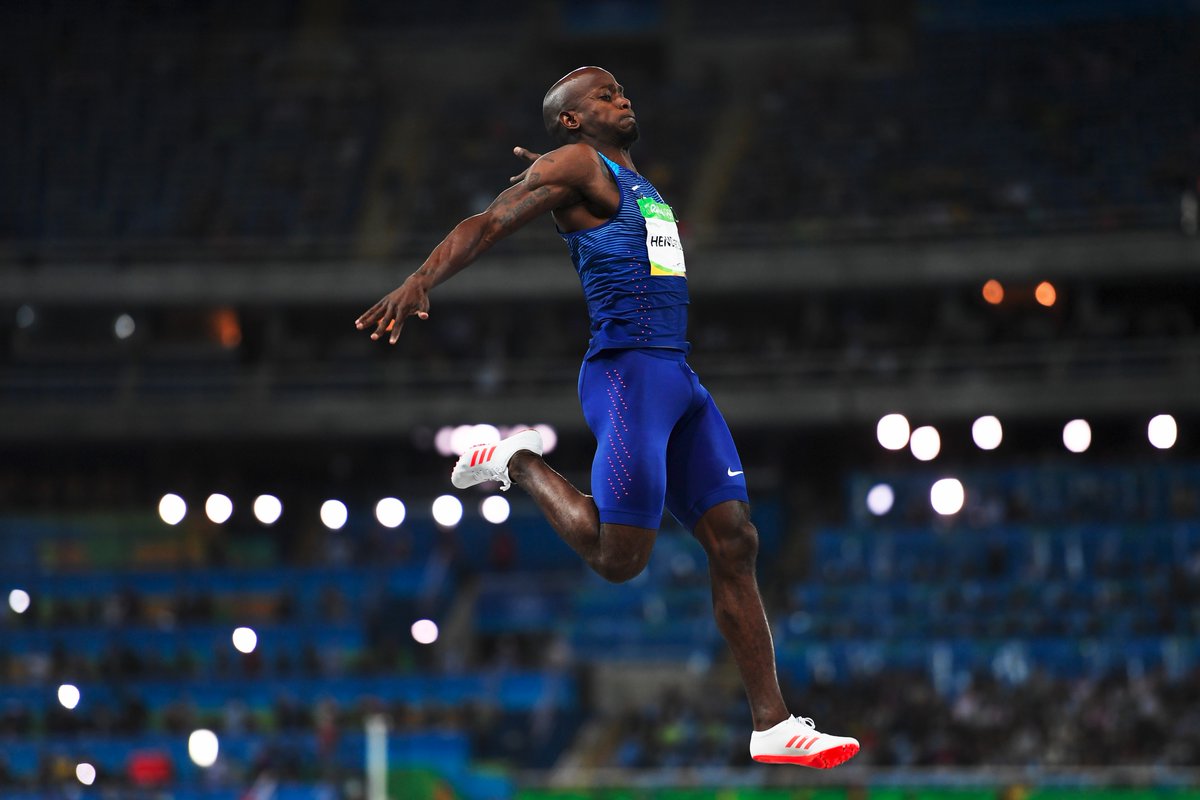 Jeff Henderson (#USA) takes gold in men’s long jump! Distance = 8.38m! #Olympics…