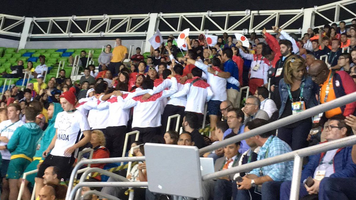 Fans are still cheering here at the aquatics centre! Men’s 4x100m medley relay c…