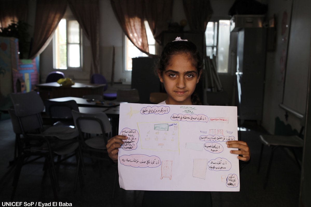 RT @UNICEFpalestine: “I want my school to be beautiful and clean. I want to have…