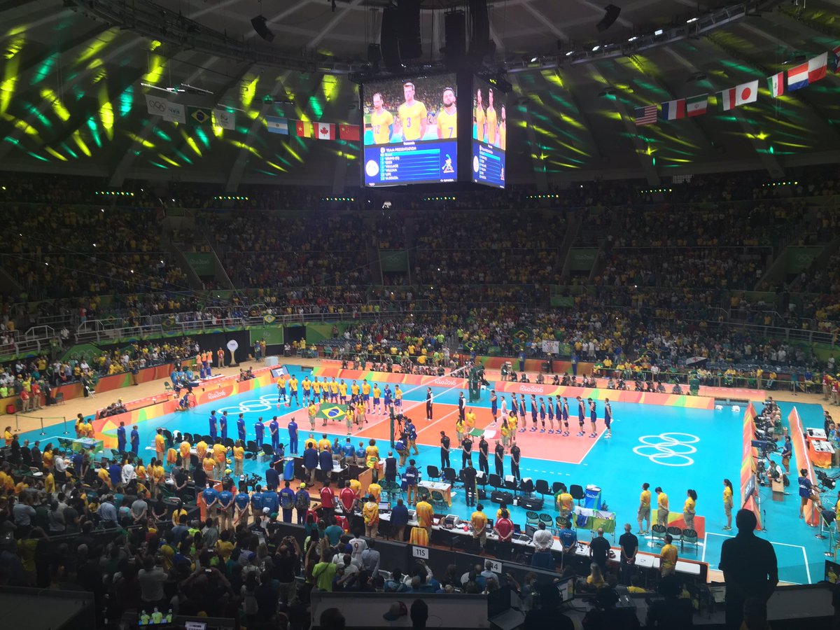 It’s on! Men’s #volleyball final has started! #BRA #ITA #gold …