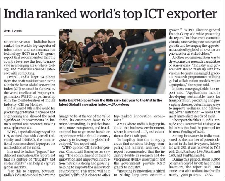 RT @IndiaUNGeneva: #India Ranked World’s Top ICT Exporter 
+read 
[via @ians_ind…