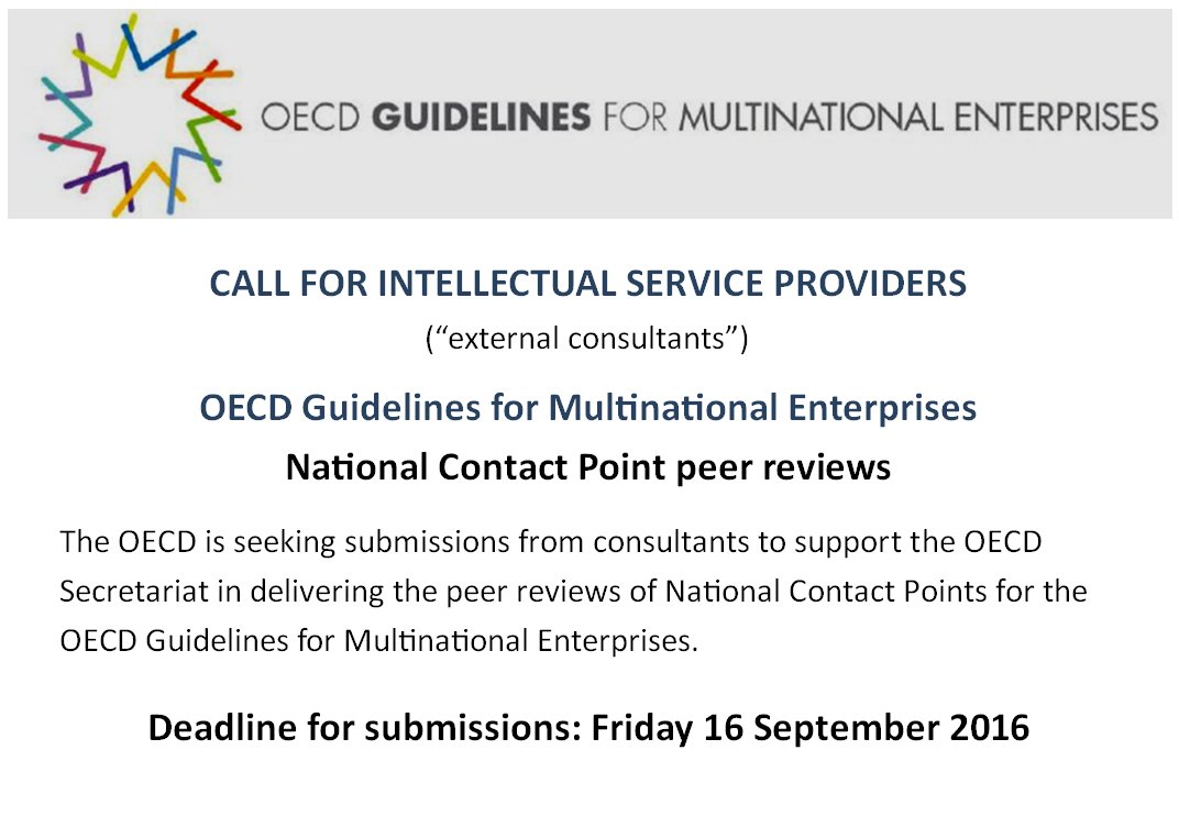 A call for consultants to work on peer reviews for OECD guidelines for #MNEs  (P…