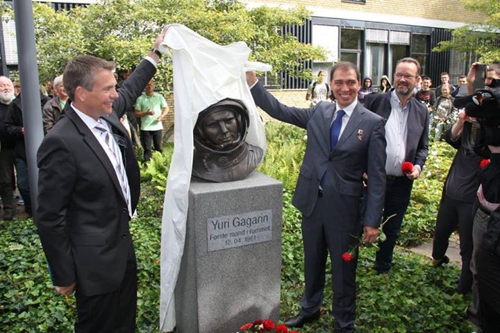 Unveiling special Yuri Gagarin bust at Technical University of Denmark, Lyngby, …