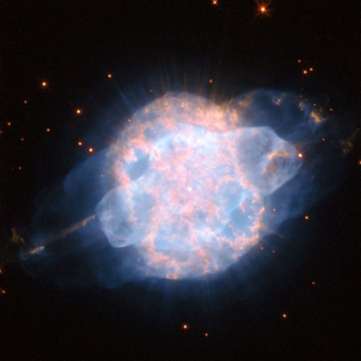 This dramatic image from the NASA/ESA Hubble Space Telescope shows the planetary…