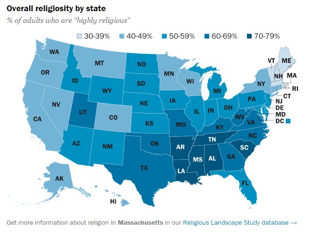 How religious is your state?
 …