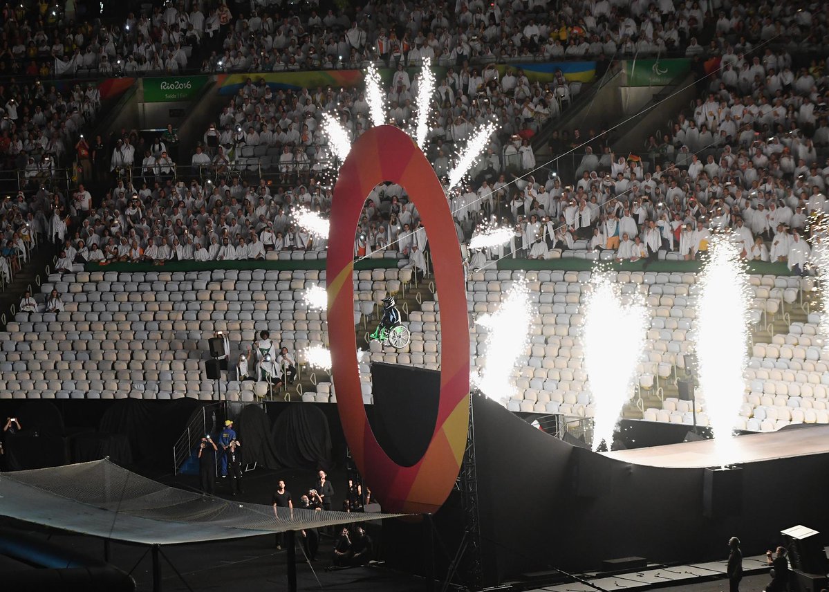 .@wcmx4life jump from a MegaRamp at the start of the the #OpeningCeremony of the…