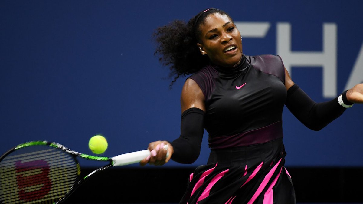 .@serenawilliams puts on a powerful display in the @usopen first round.  …