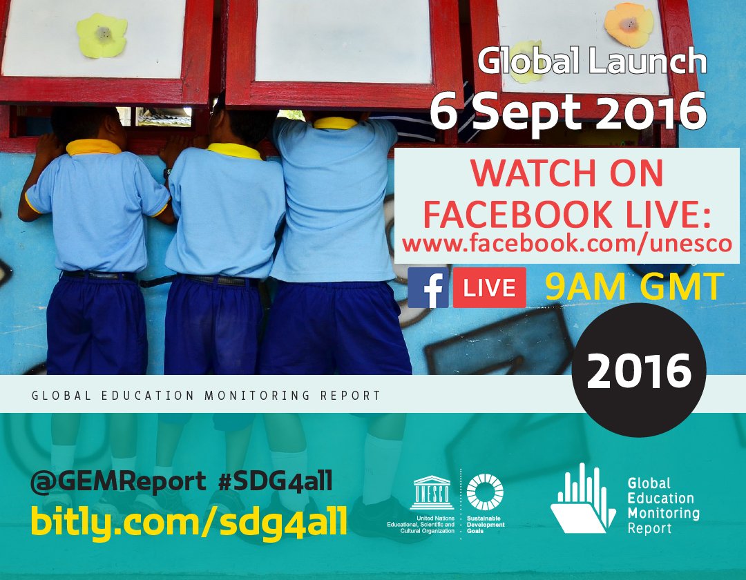 Watch launch of 2016 @GEMReport live frm London on 6 Sept, 9AM GMT on Facebook v…