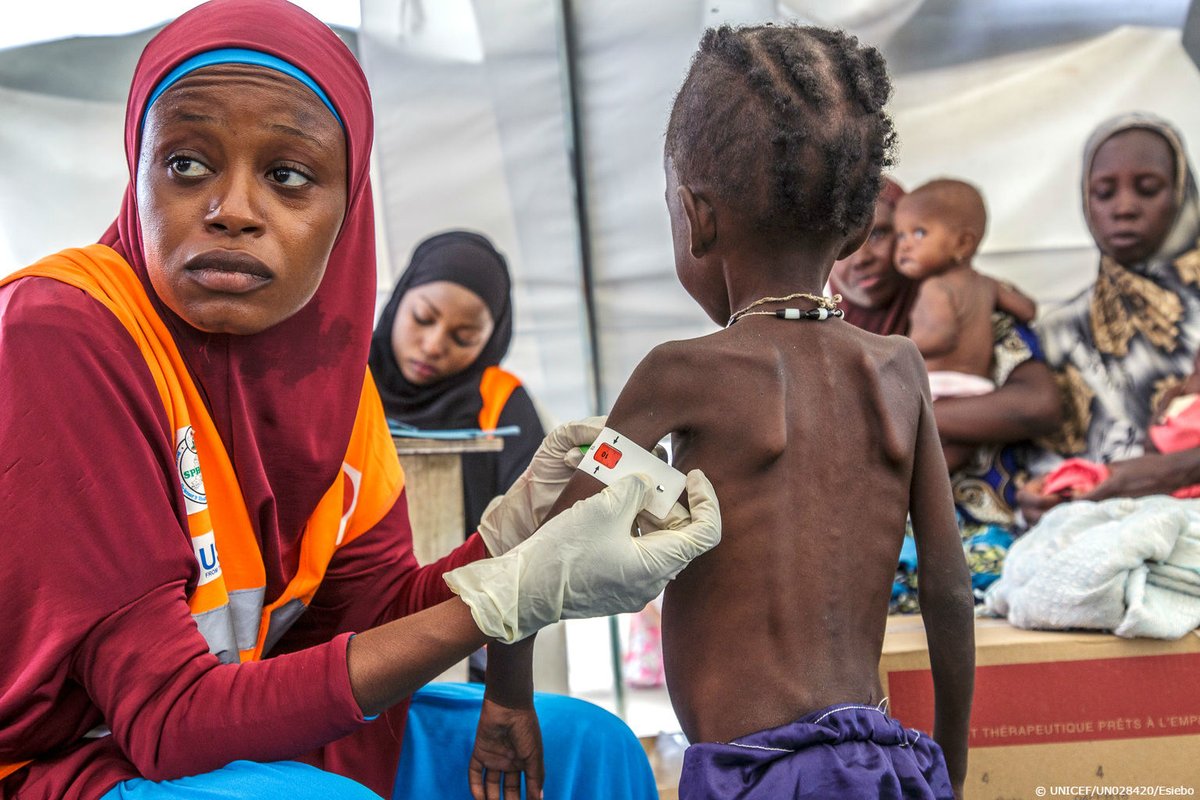 Ajija, 6, screened for severe acute malnutrition at a @UNICEF_Nigeria-supported …