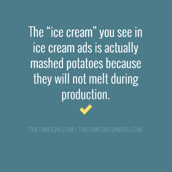 The “Ice Cream” You See In Ice Cream Ads Is Often Mashed Potatoes Because..