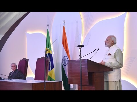 PM Modi Speech at Exchange of Agreements & Press Statement with President of Brazil Mr. Michel Temer