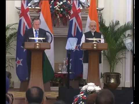 PM Modi at Joint Press Statements with  Prime Minister of New Zealand Mr John Key, New Delhi