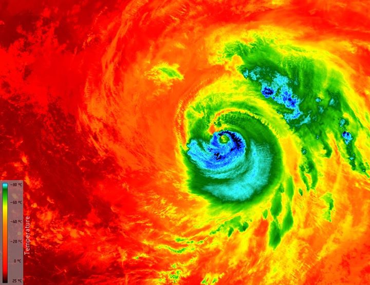 This image from Copernicus Sentinel-3A shows the temperature at the top of Hurri…