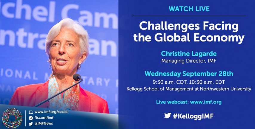 Today 10:30 am EDT, @Lagarde speaks on the the global economy. Follow live #Kell…