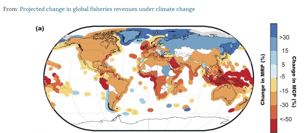 Projected change in global fisheries revenues under climate change @nature  …