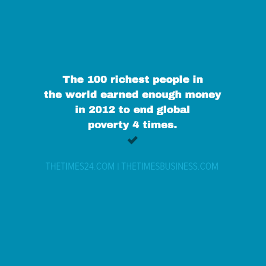 The 100 richest people in the world earned enough money in 2012 to end..