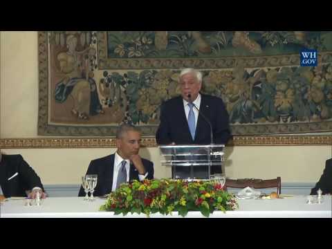 President Obama and President Pavlopoulos Toast