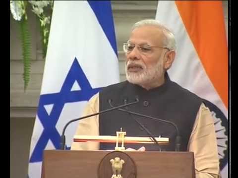 PM Narendra Modi with the President of Israel, Mr. Reuven Rivlin at Joint Press Statement
