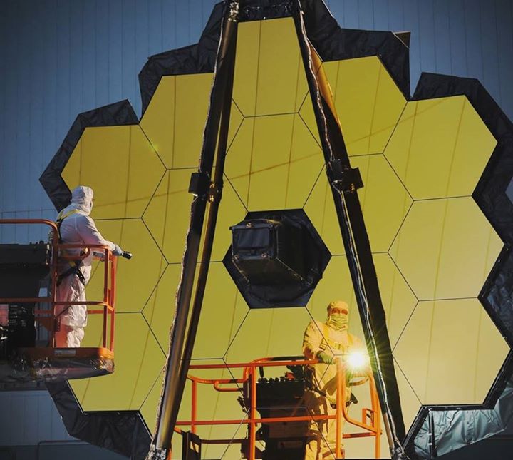 The James Webb Space Telescope (JWST) main mirror seen here during recent ‘centr…
