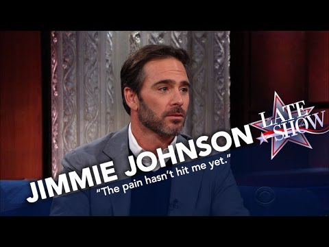 NASCAR Champ Jimmie Johnson Shows Off The Sprint Cup Trophy