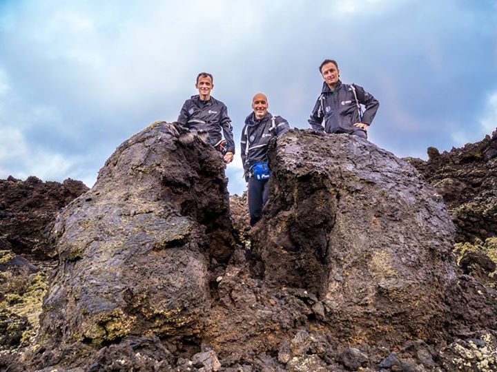 ESA Eurocom Matthias Maurer and astronauts Luca Parmitano and Pedro Duque on a f…