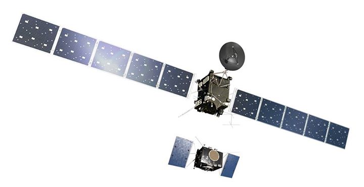 Little brother: ESA’s van-sized Rosetta comet chaser (top) compared to the Agenc…