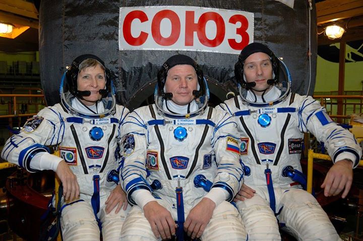 ESA astronaut Thomas Pesquet (right) and his Expedition 50/51 crewmates NASA Ast…