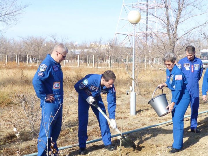 L-7: The traditional tree-planting ceremony at the ‘cosmonaut alley’ in Baikonur…