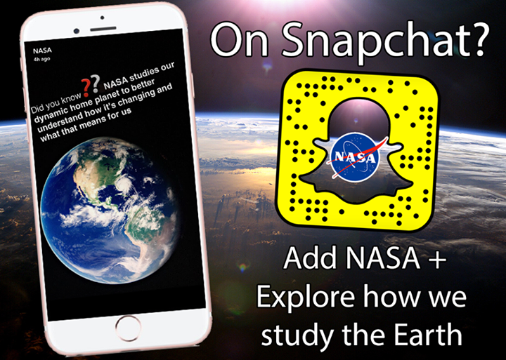 On Snapchat? Add NASA + Explore how we study our dynamic, ch…
