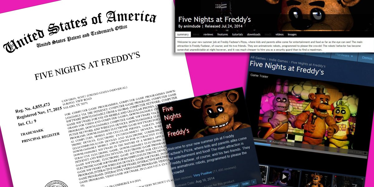 Fazbear’s makes a killer pizza… #CreepyIP #Trademark …