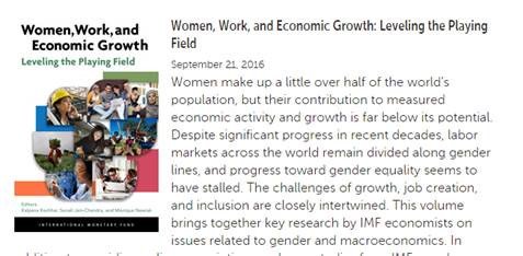 Women, Work, and Economic Growth: Leveling the Playing Field #IMFGender  …