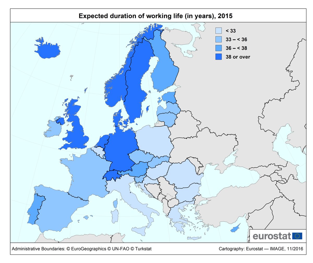 People in the EU can expect to work almost 2 years longer than 10 years ago #Eur…