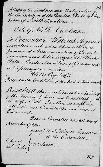 Today in 1789, North Carolina becomes the 12th state:  …