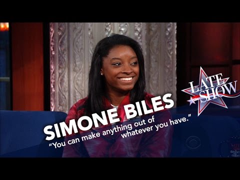Simone Biles Teaches Stephen To Stick The Landing