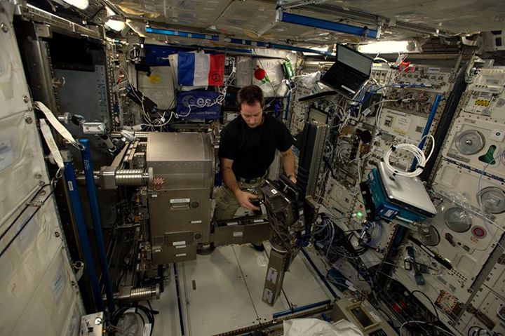 ESA astronaut Thomas Pesquet is setting up Mares in the European Columbus labora…