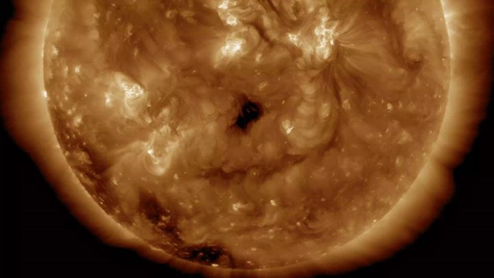 A substantial coronal hole began to rotate into view of our …