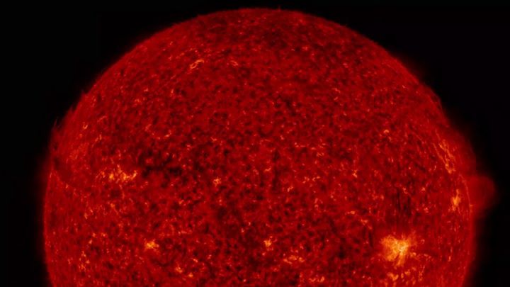 The sun produced swirling activity on both its sides, one af…