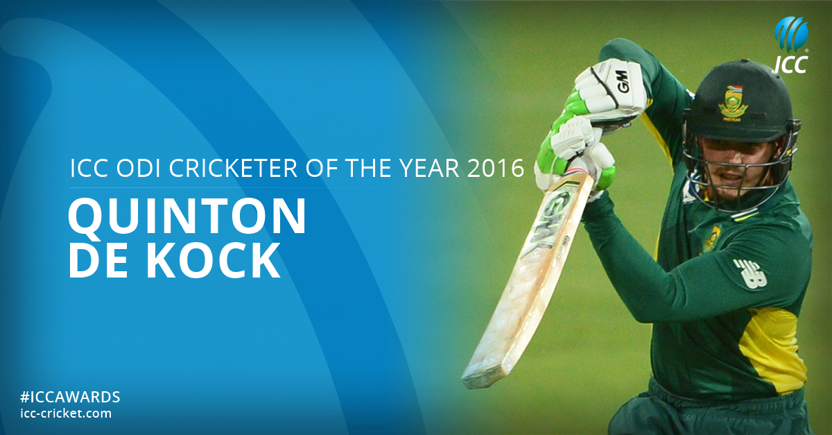 Congratulations to Quinton de Kock, ICC ODI Cricketer of the Year! #ICC…